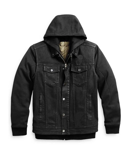 Men’s Motorcycle 3 In 1 Black Denim Jacket