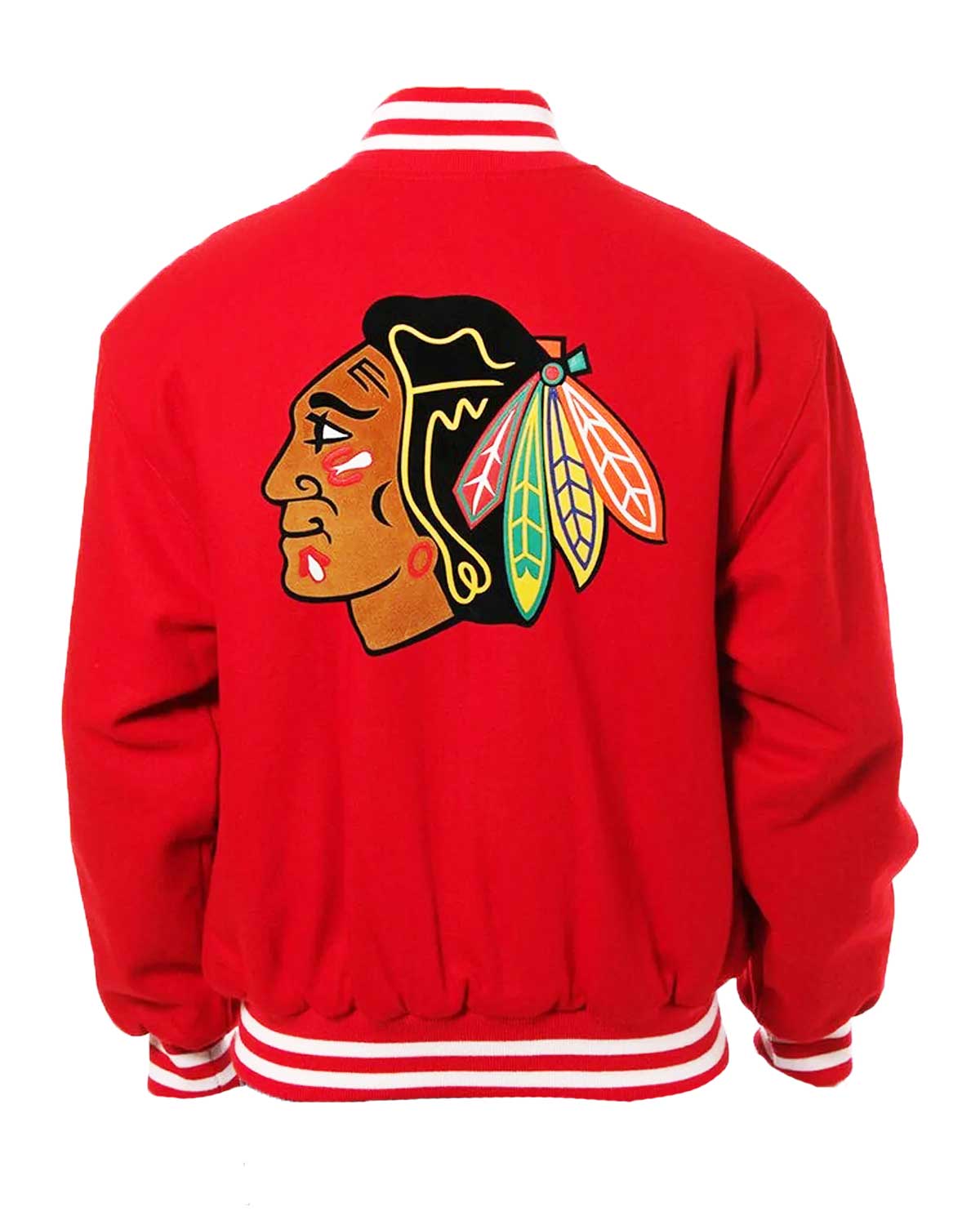 Chicago Blackhawks Bomber Red Wool Jacket