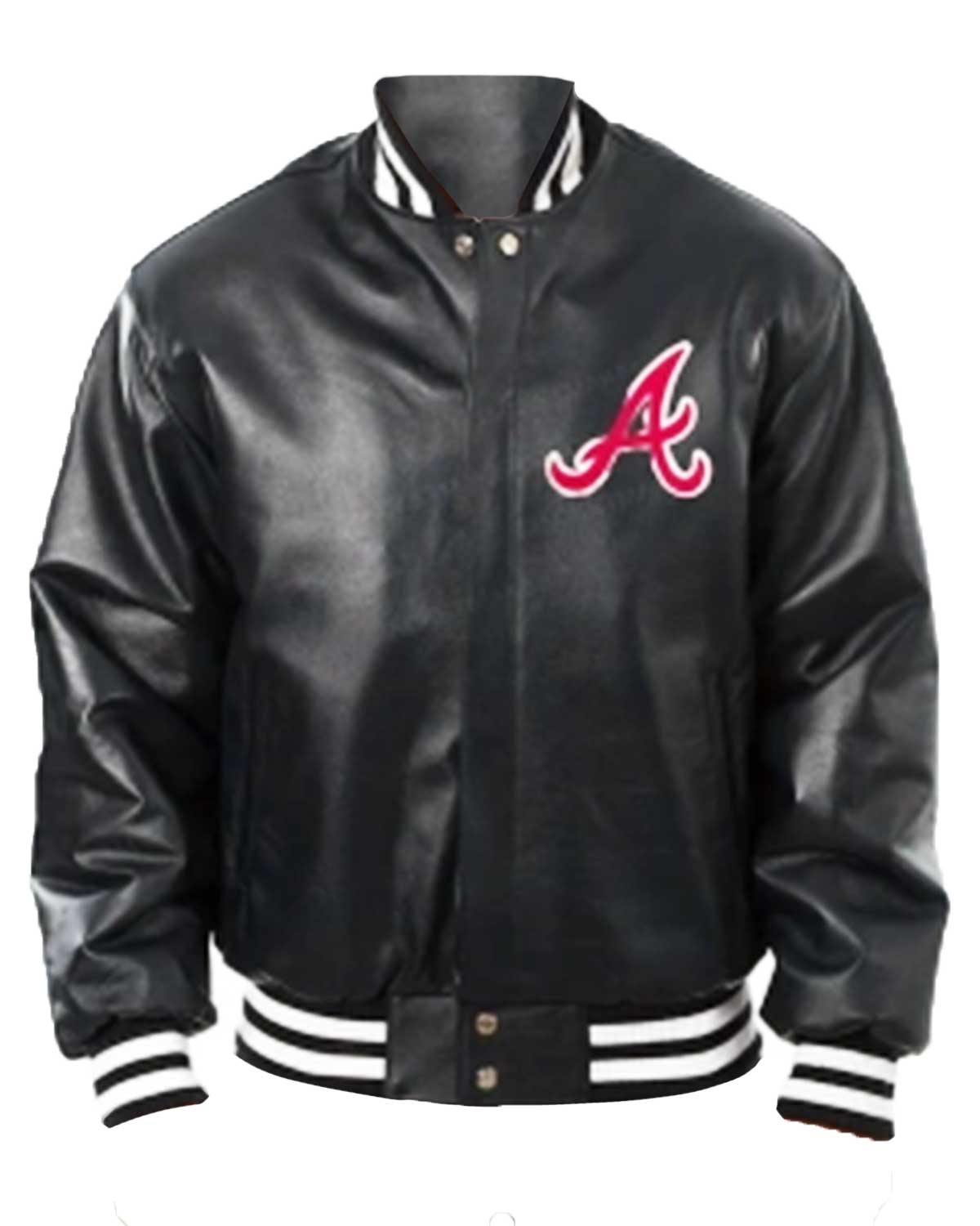 Atlanta Braves Letterman Black/Blue Leather Jacket