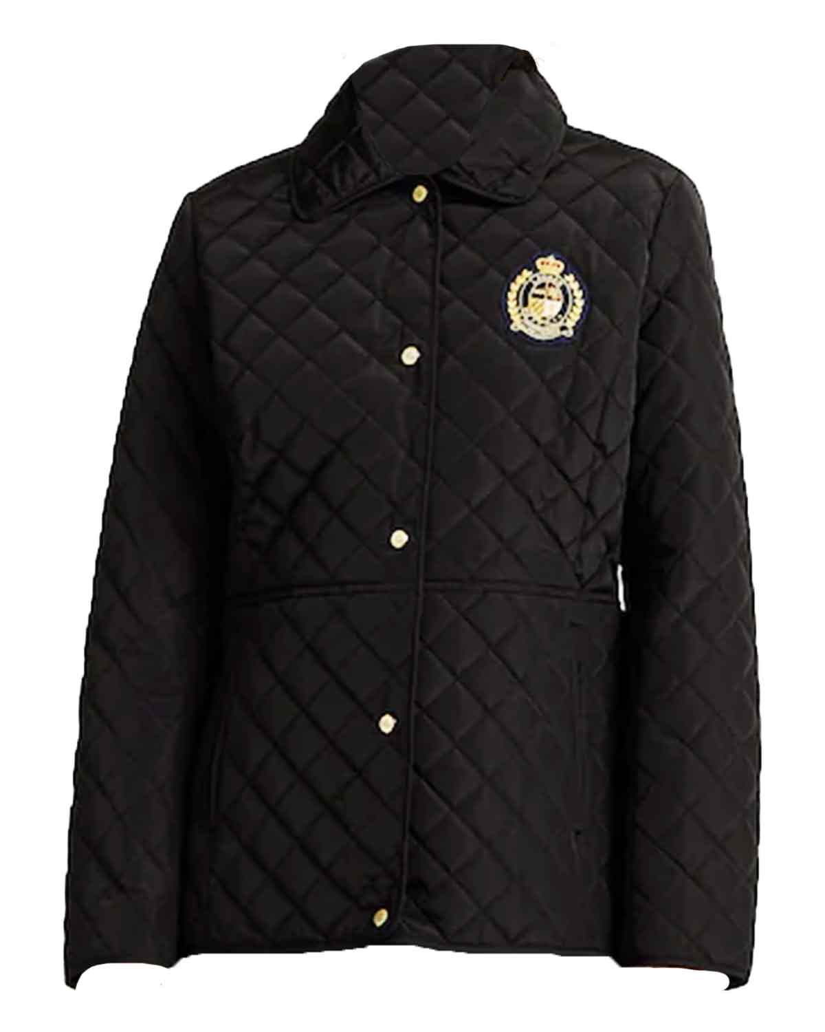 Lauren Ralph Lauren Black Crest Patch Diamond Quilted Jacket