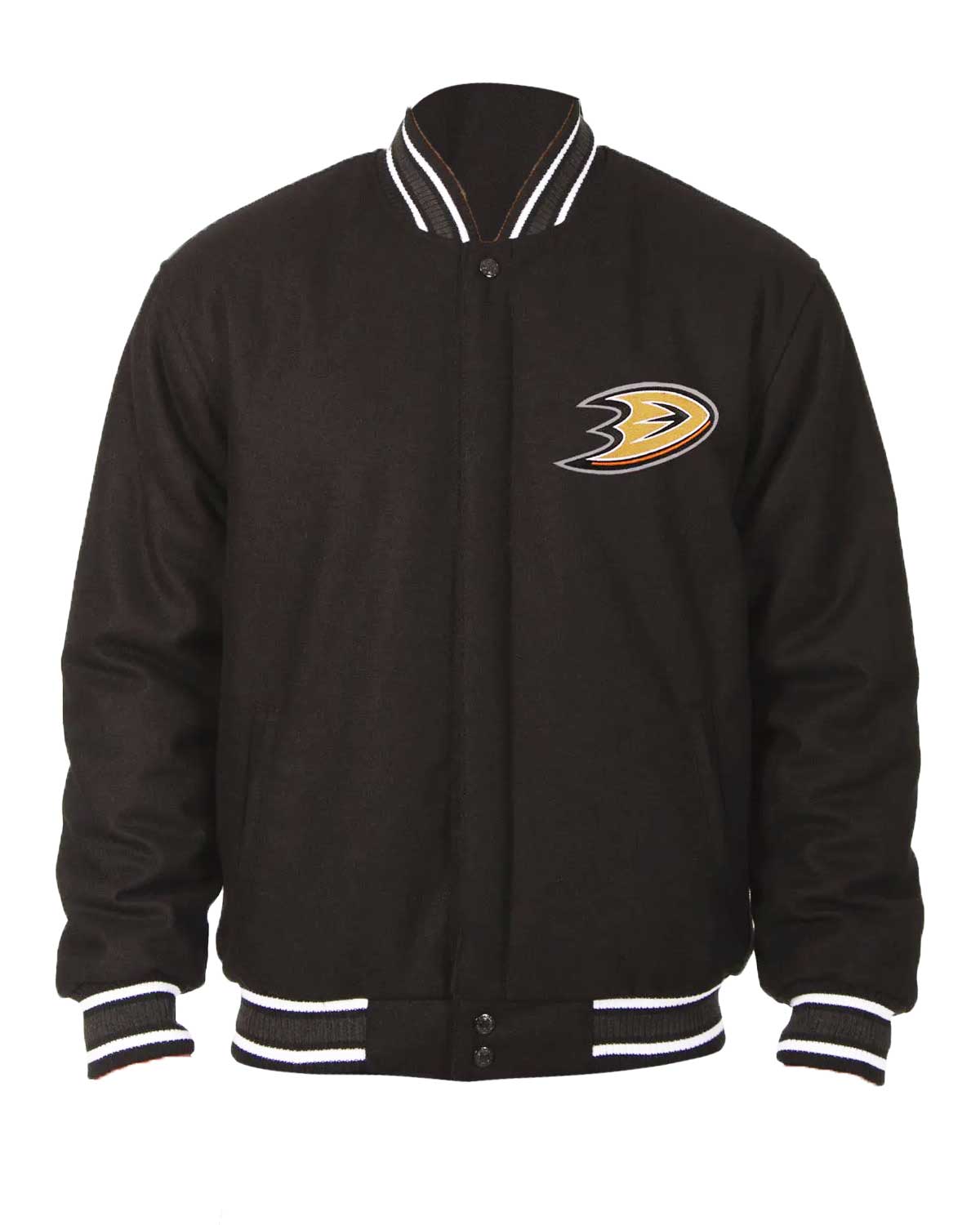 Anaheim Ducks Bomber Black Wool Jacket