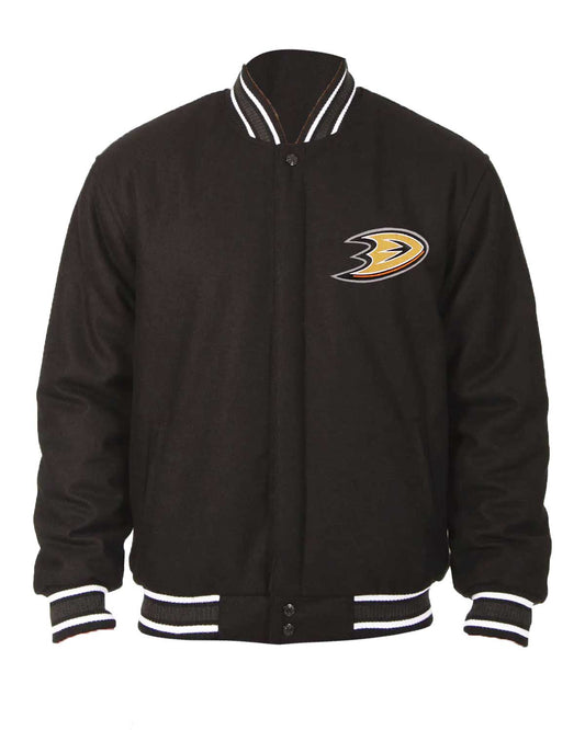 Anaheim Ducks Bomber Black Wool Jacket