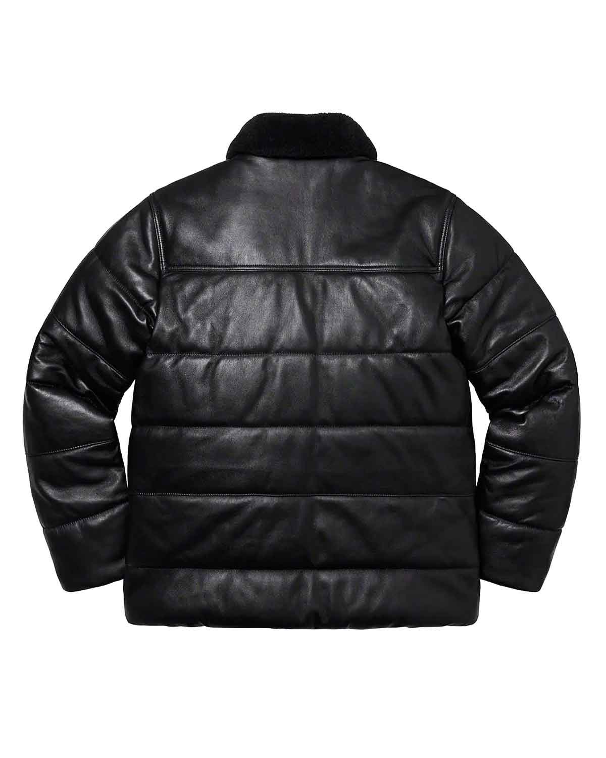 Fur Collar Puffer Leather Jacket