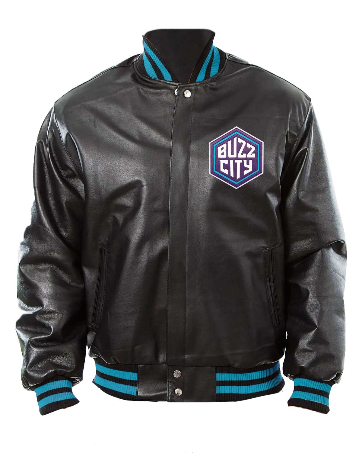 Charlotte Hornets Letterman Black Leather Jacket