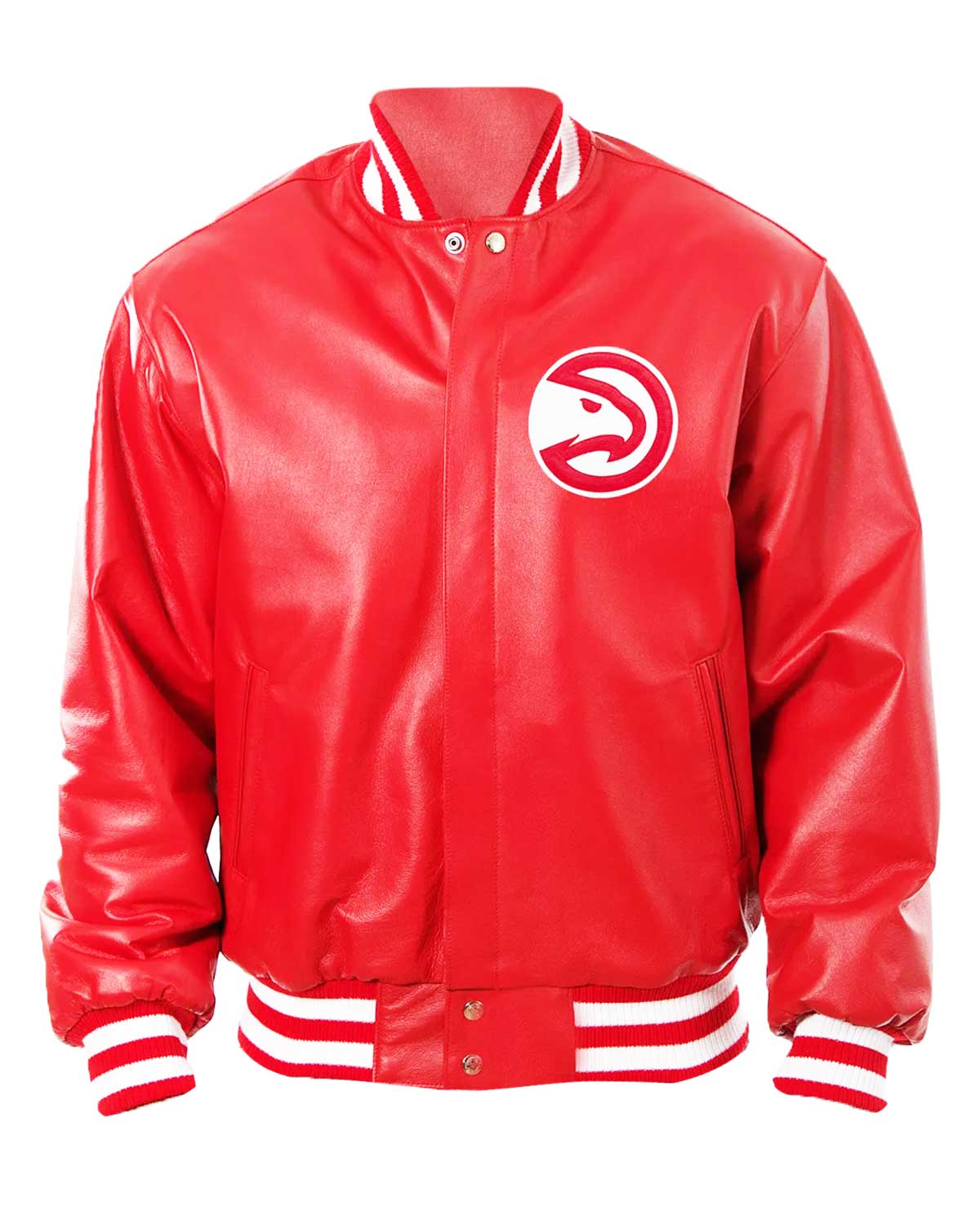 Atlanta Hawks Bomber Red Leather Jacket