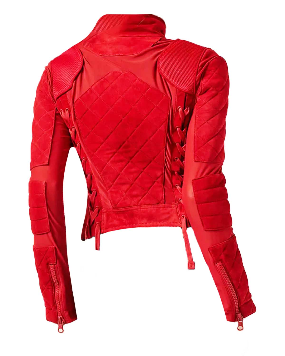 Bayley WWE Suede Red Quilted Jacket