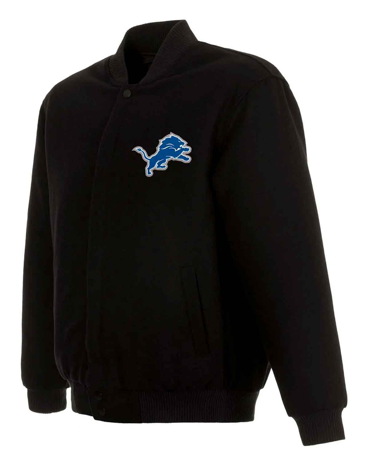 Detroit Lions Bomber Black Wool Jacket