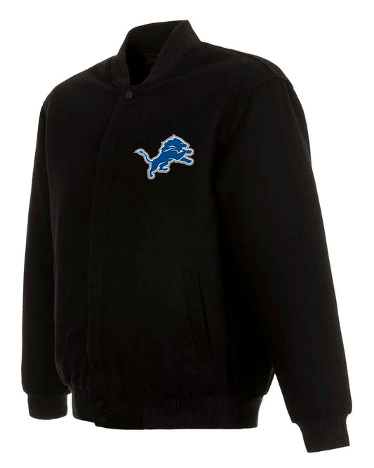 Detroit Lions Bomber Black Wool Jacket