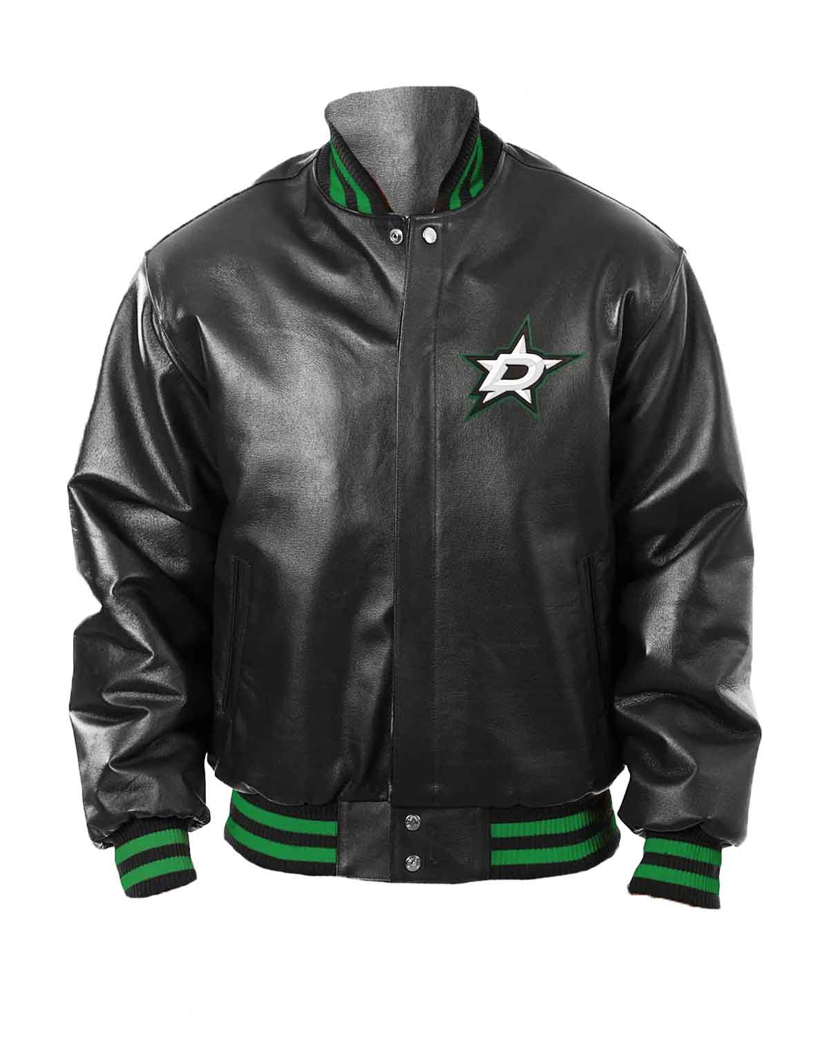 Dallas Stars Bomber Black Leather Jacket