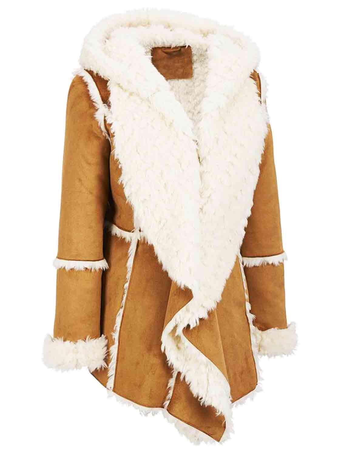 Women's Brown Fur Suede Overcoat