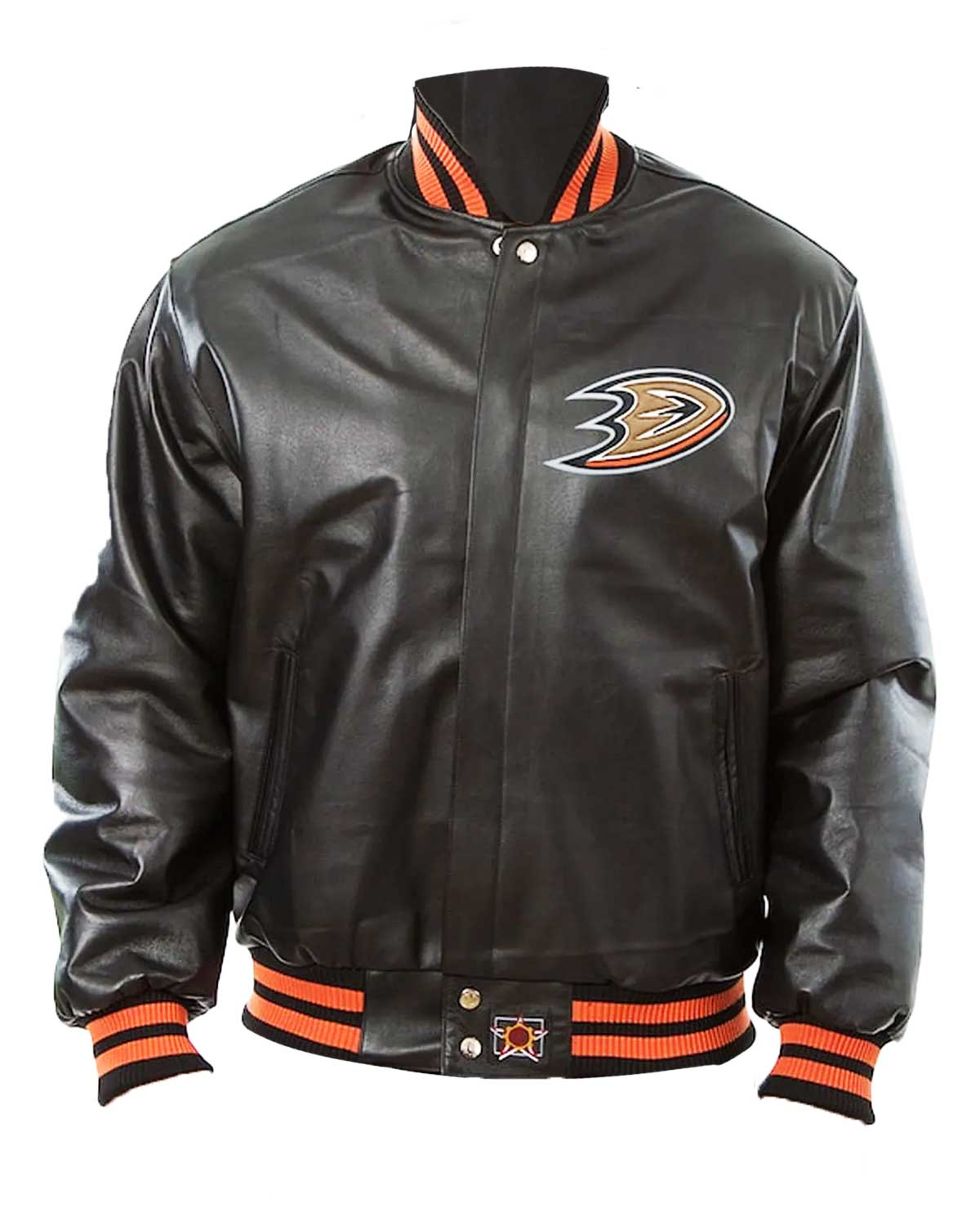 Anaheim Ducks Bomber Black Leather Jacket