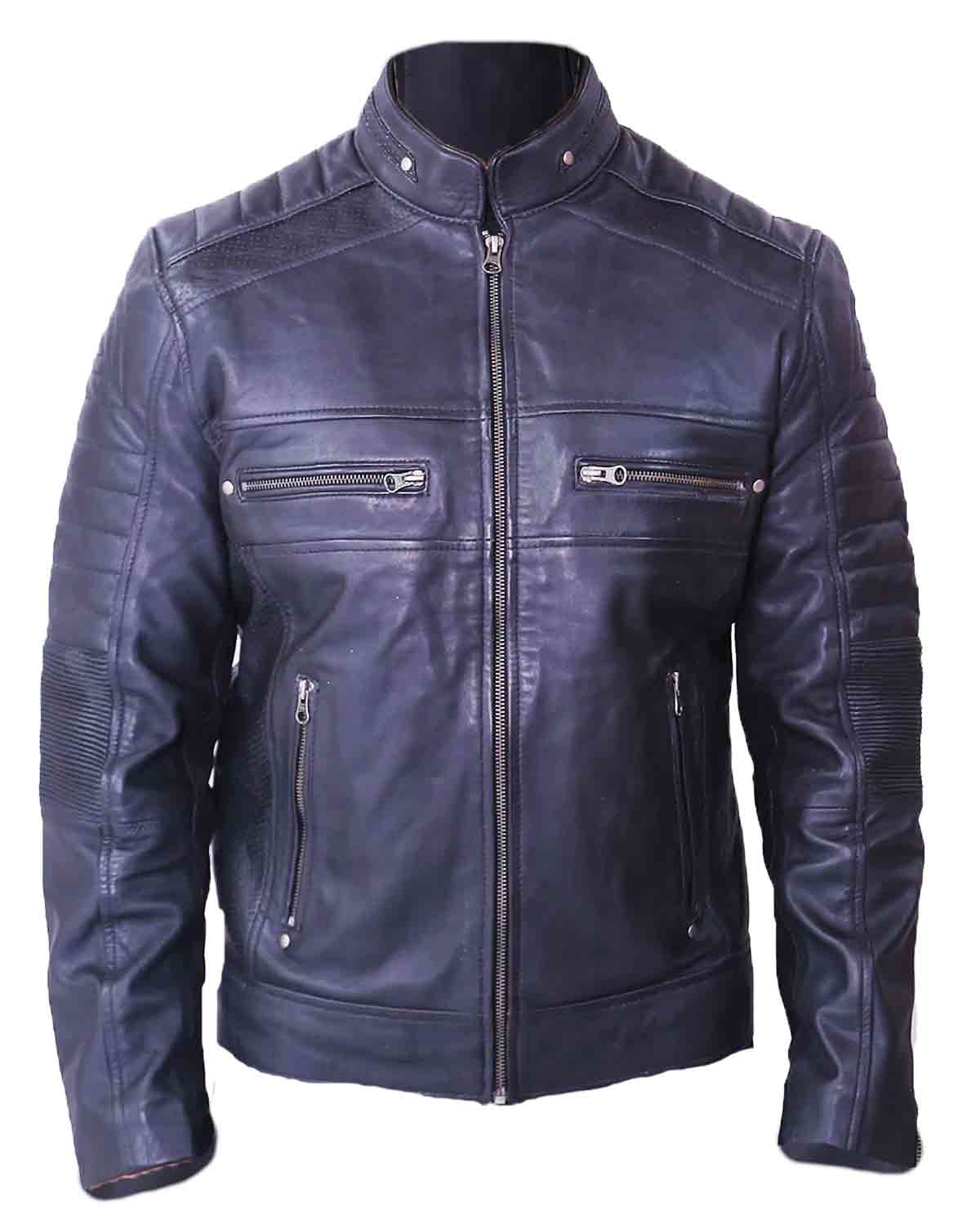 Men's Cafe Racer Black Leather Jacket