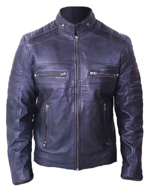 Men's Cafe Racer Black Leather Jacket