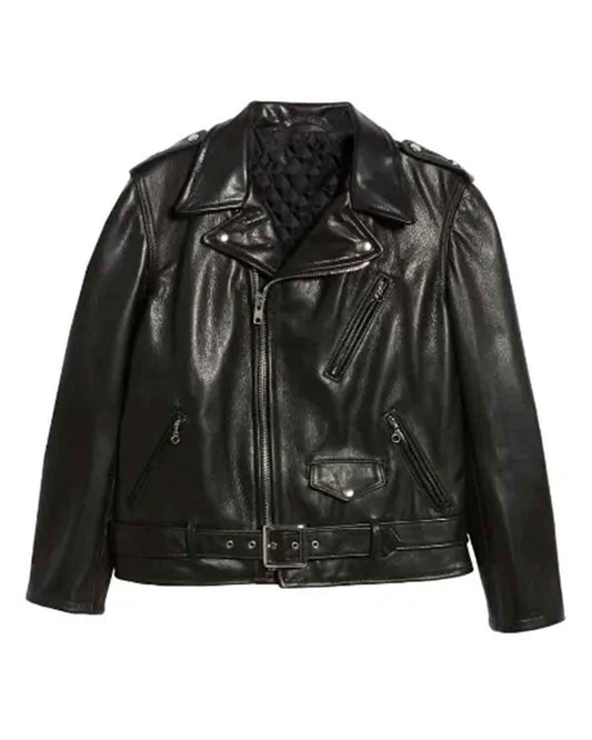 Men’s Cowhide Moto Black Leather Jacket