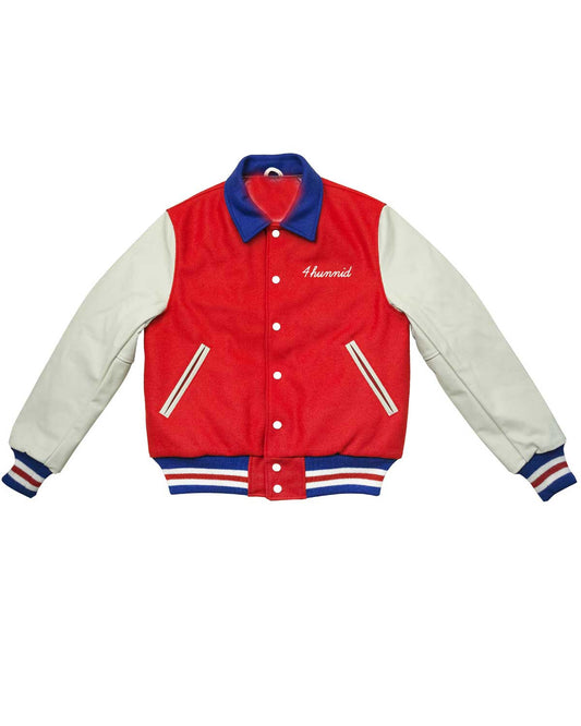4Hunnid Letterman Red and White Jacket