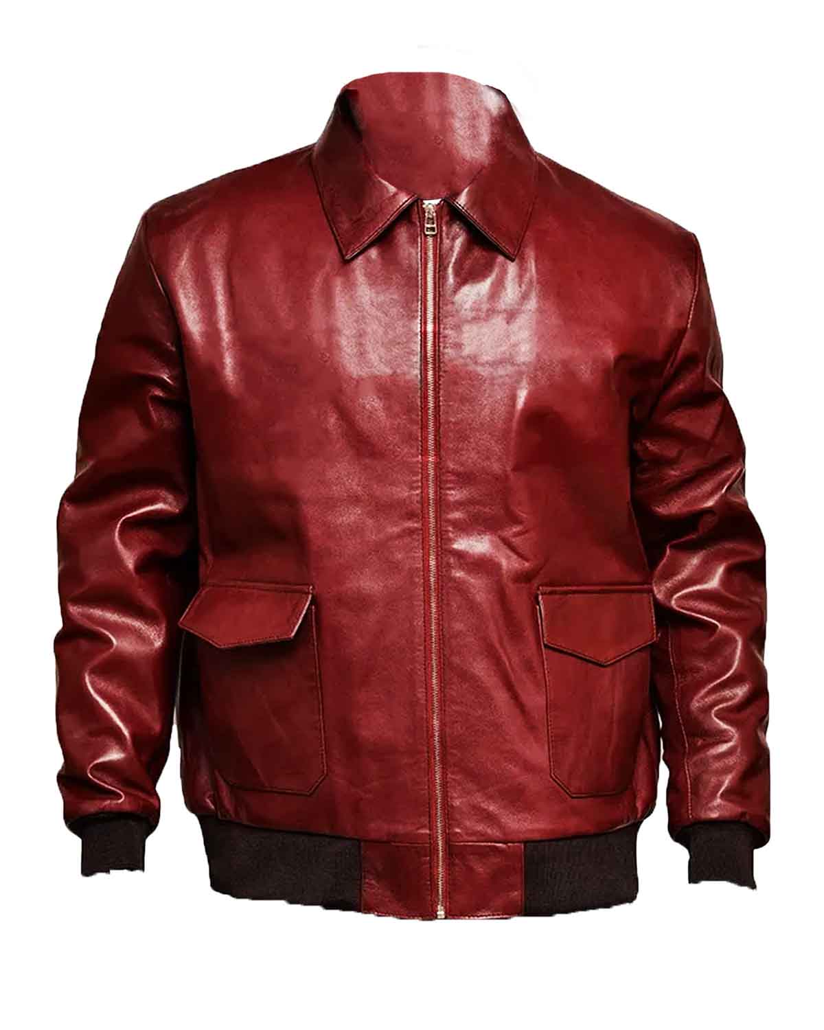 Drake Maroon Bomber Maroon Leather Jacket