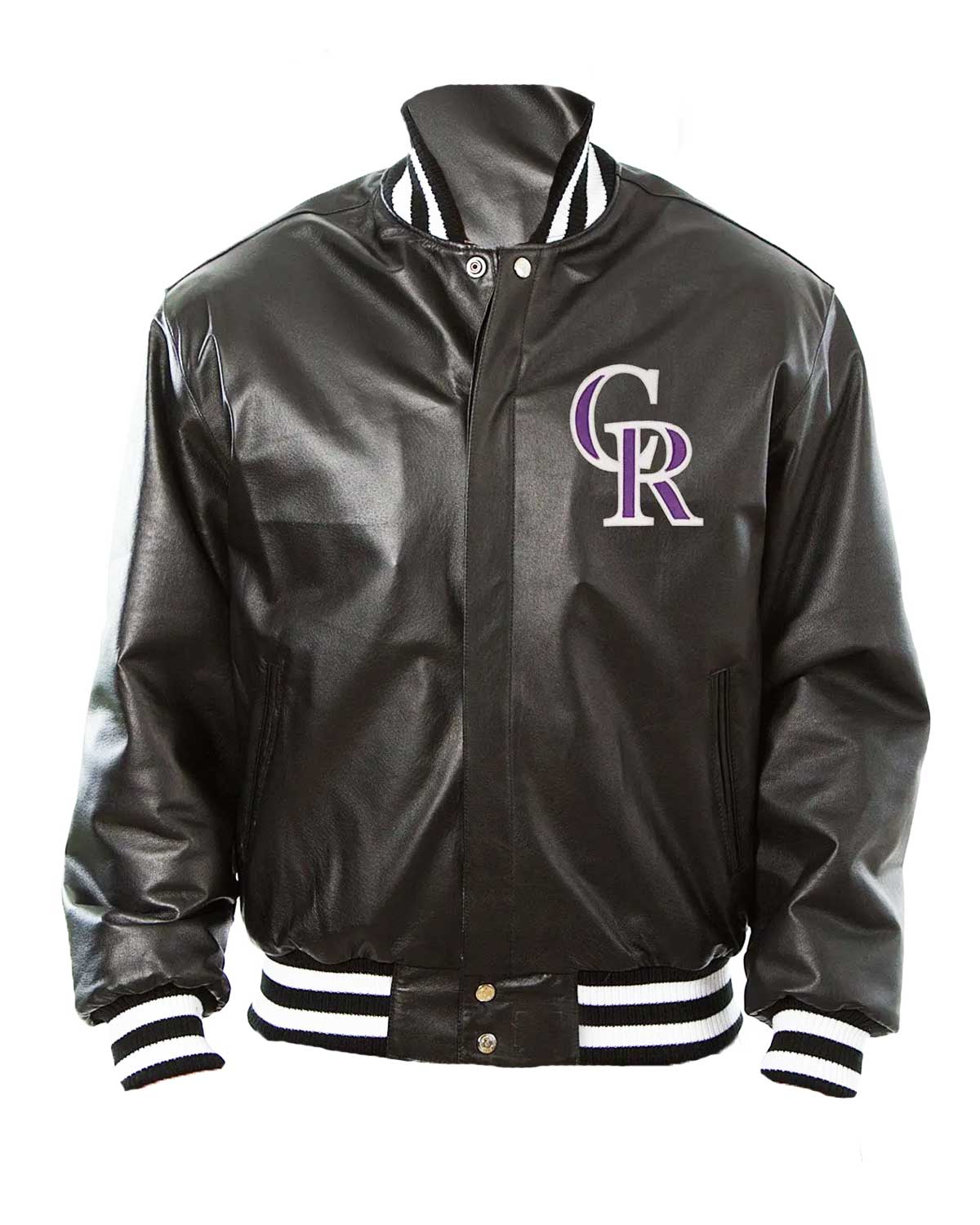 Colorado Rockies Bomber Black Leather Jacket