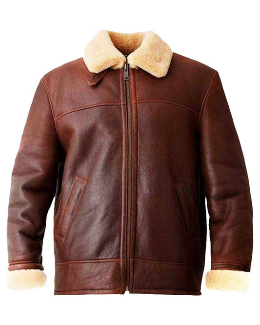 Men's Aviator Brown Leather Jacket