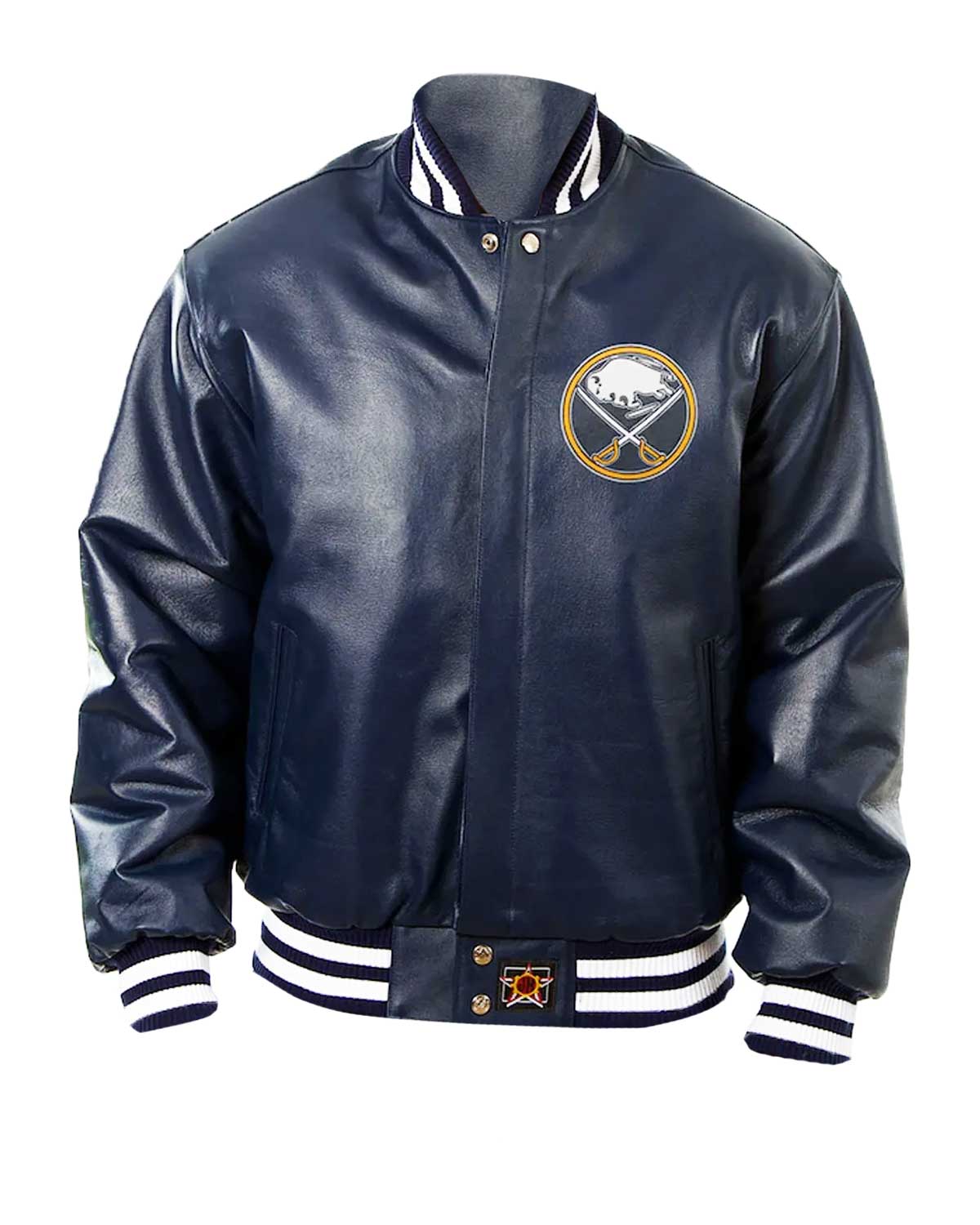 Buffalo Sabres Navy Blue Bomber Leather Jacket