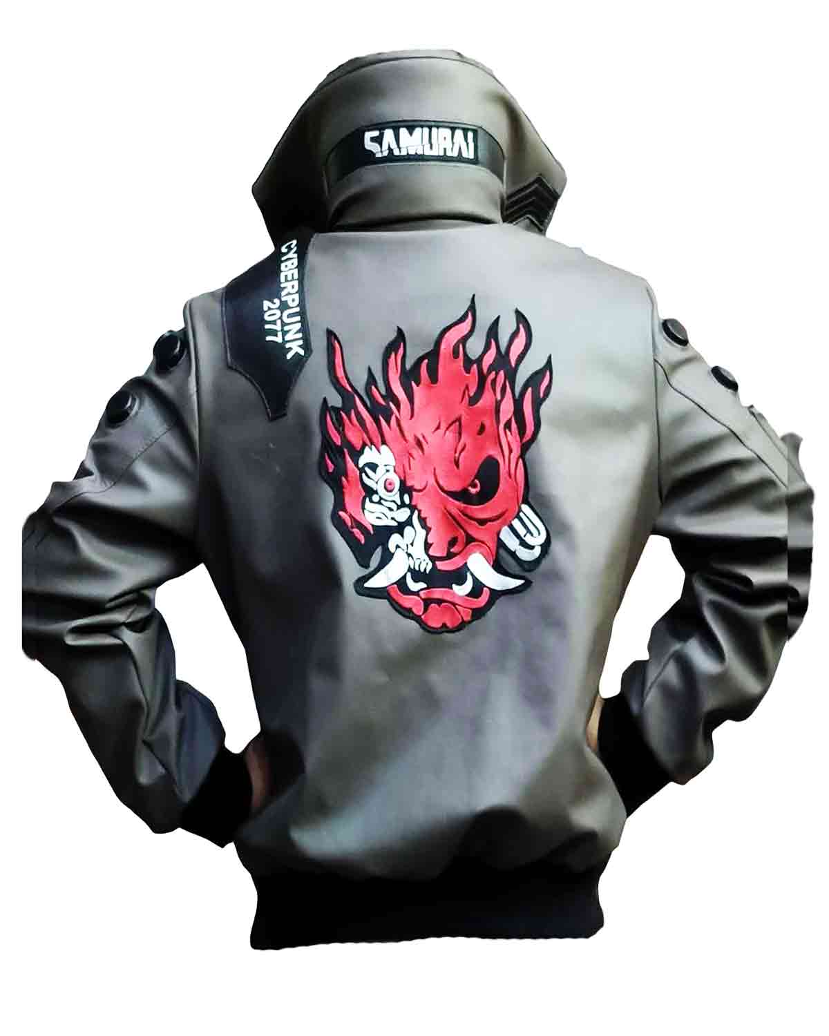 Cyberpunk 2077 Samurai Grey Bomber Leather Jacket