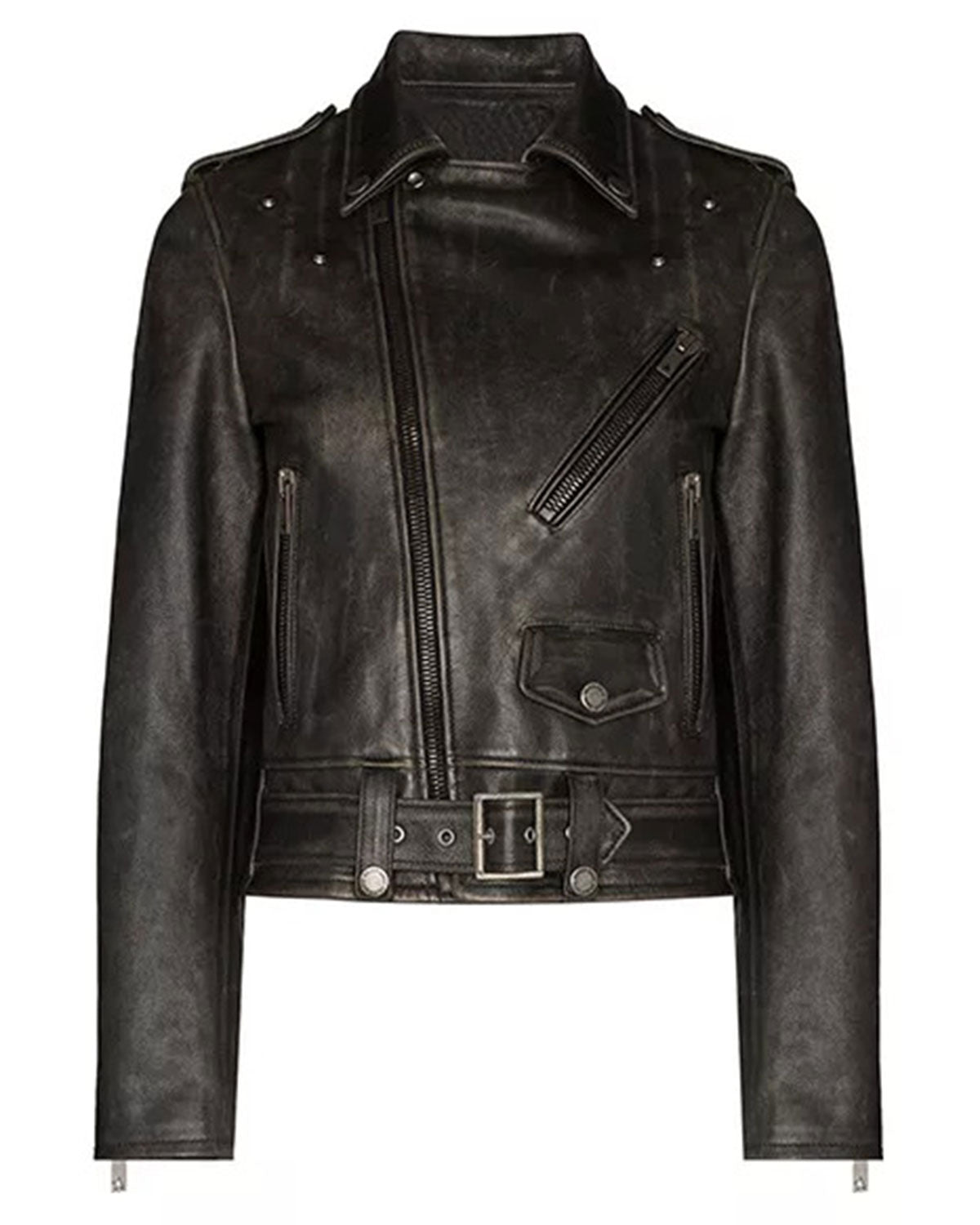 Distressed Brown Leather Jacket Women's