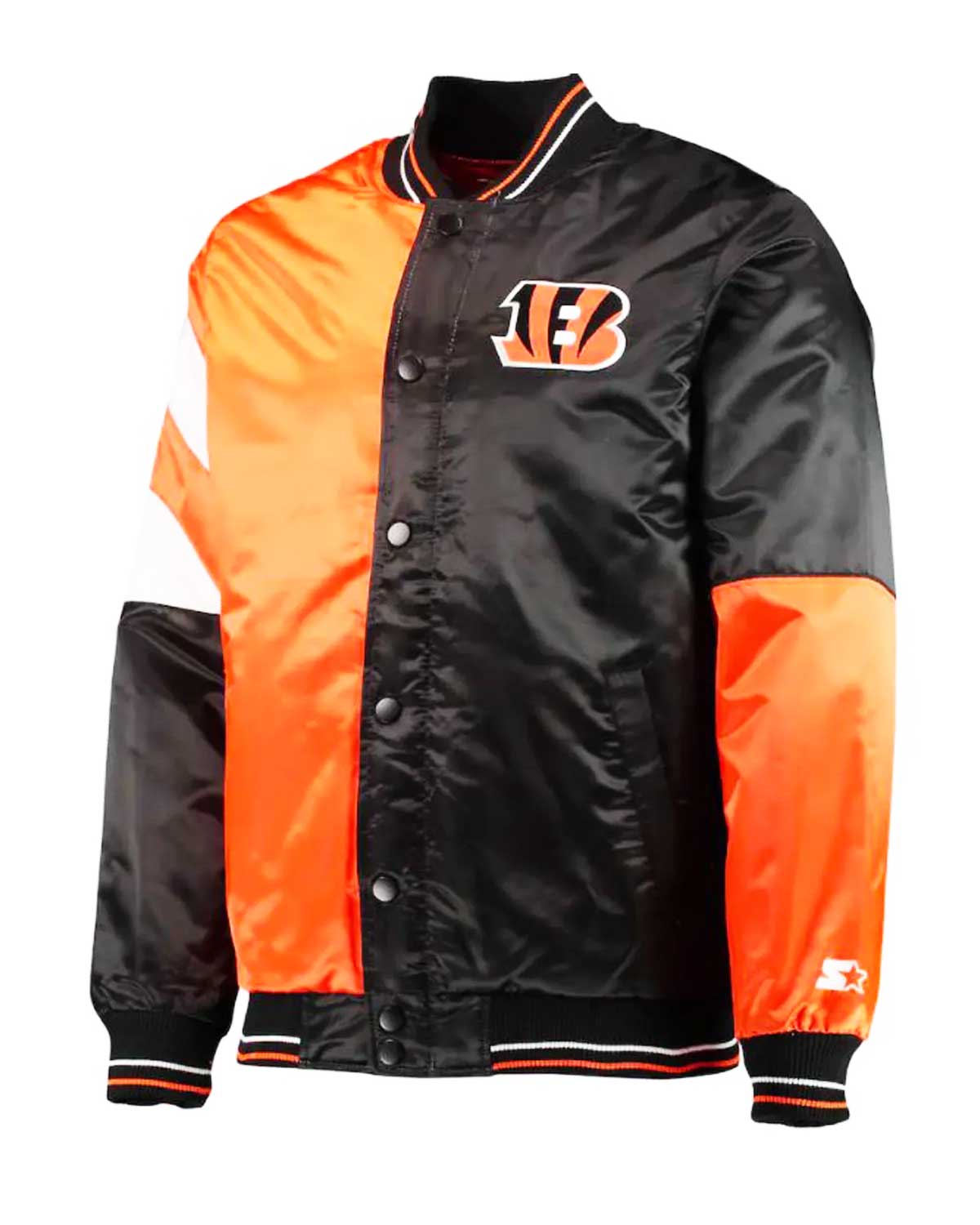 Cincinnati Bengals Starter Satin Black and Orange Jacket