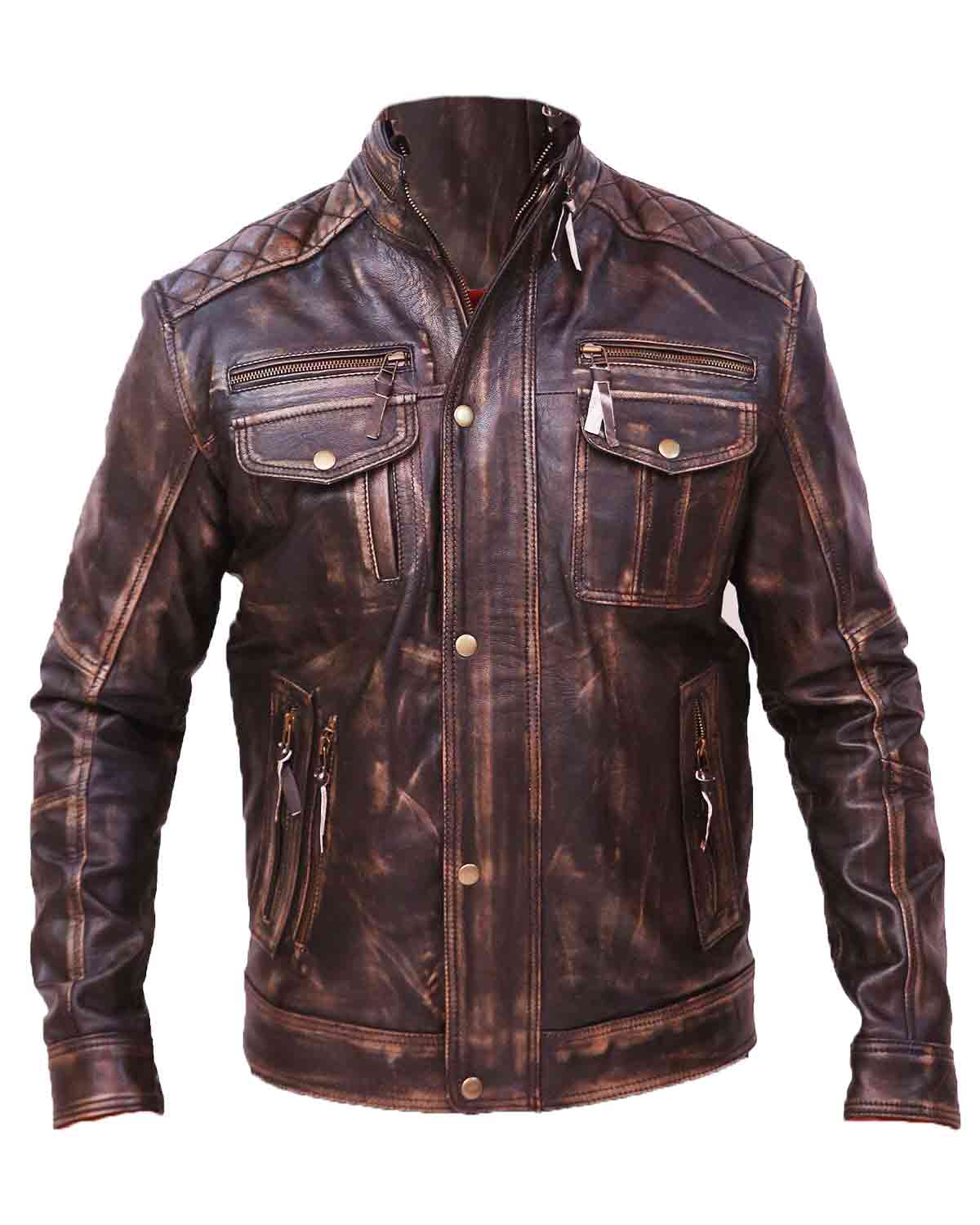 Cafe Racer Classic Vintage Biker Men's Genuine Leather Jacket