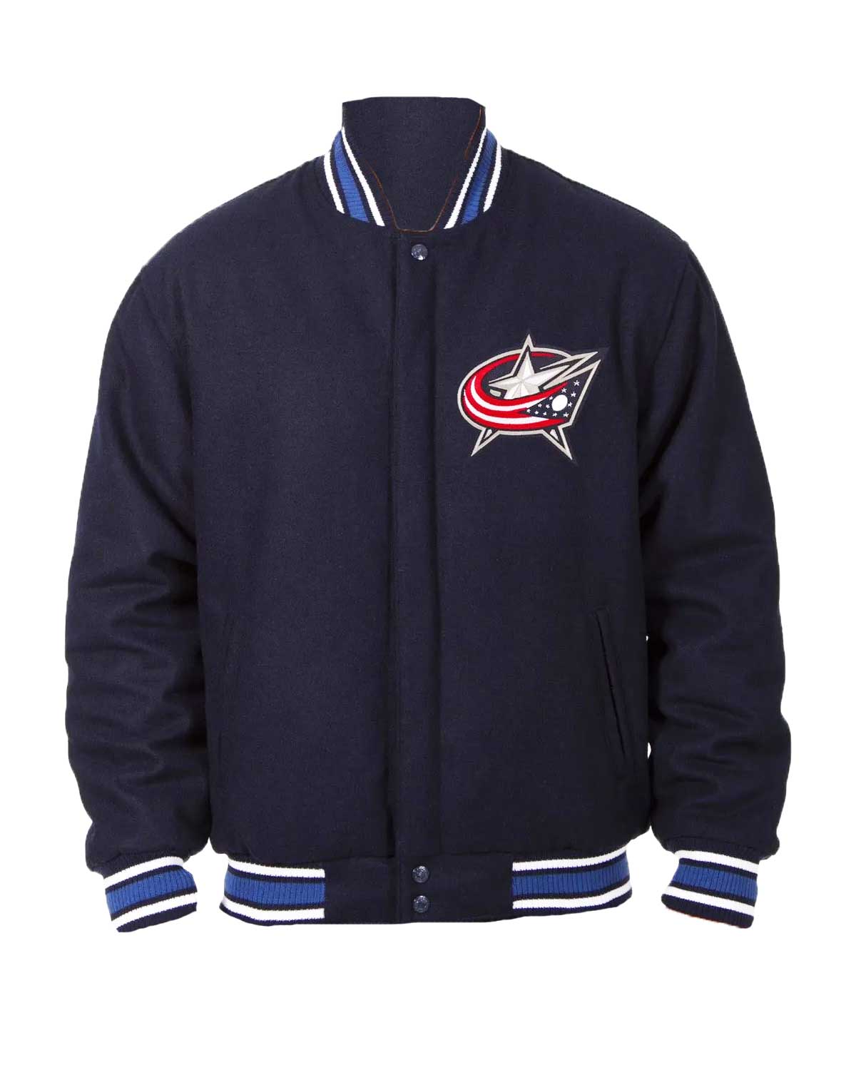 Columbus Blue Jackets Bomber Navy Blue Wool Jacket