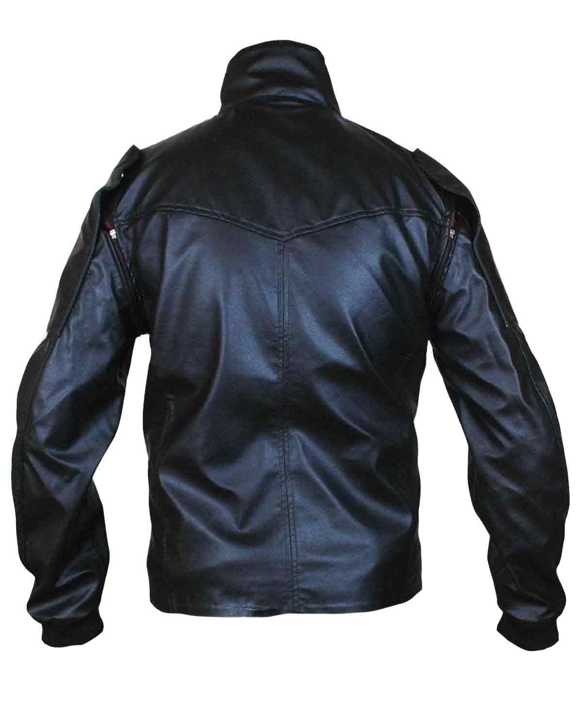 Captain America Winter Soldier Bucky Barnes Red & Black Leather Jacket