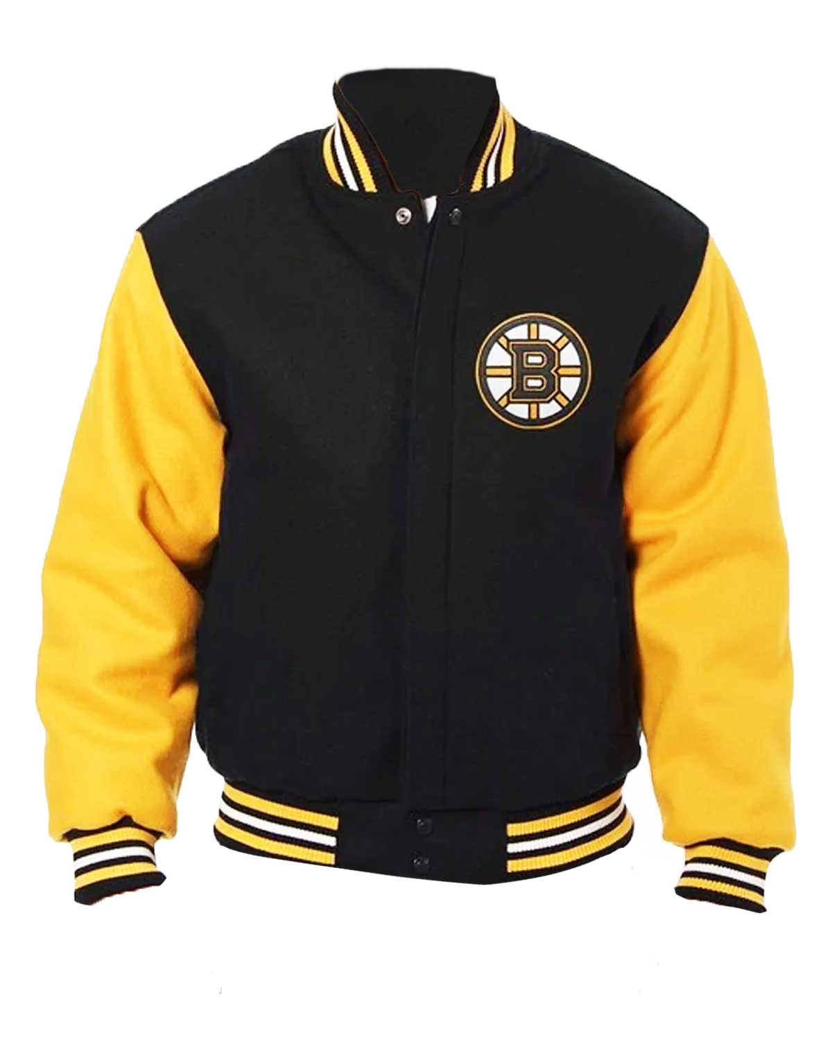 Boston Bruins Bomber Black and Yellow Wool Jacket