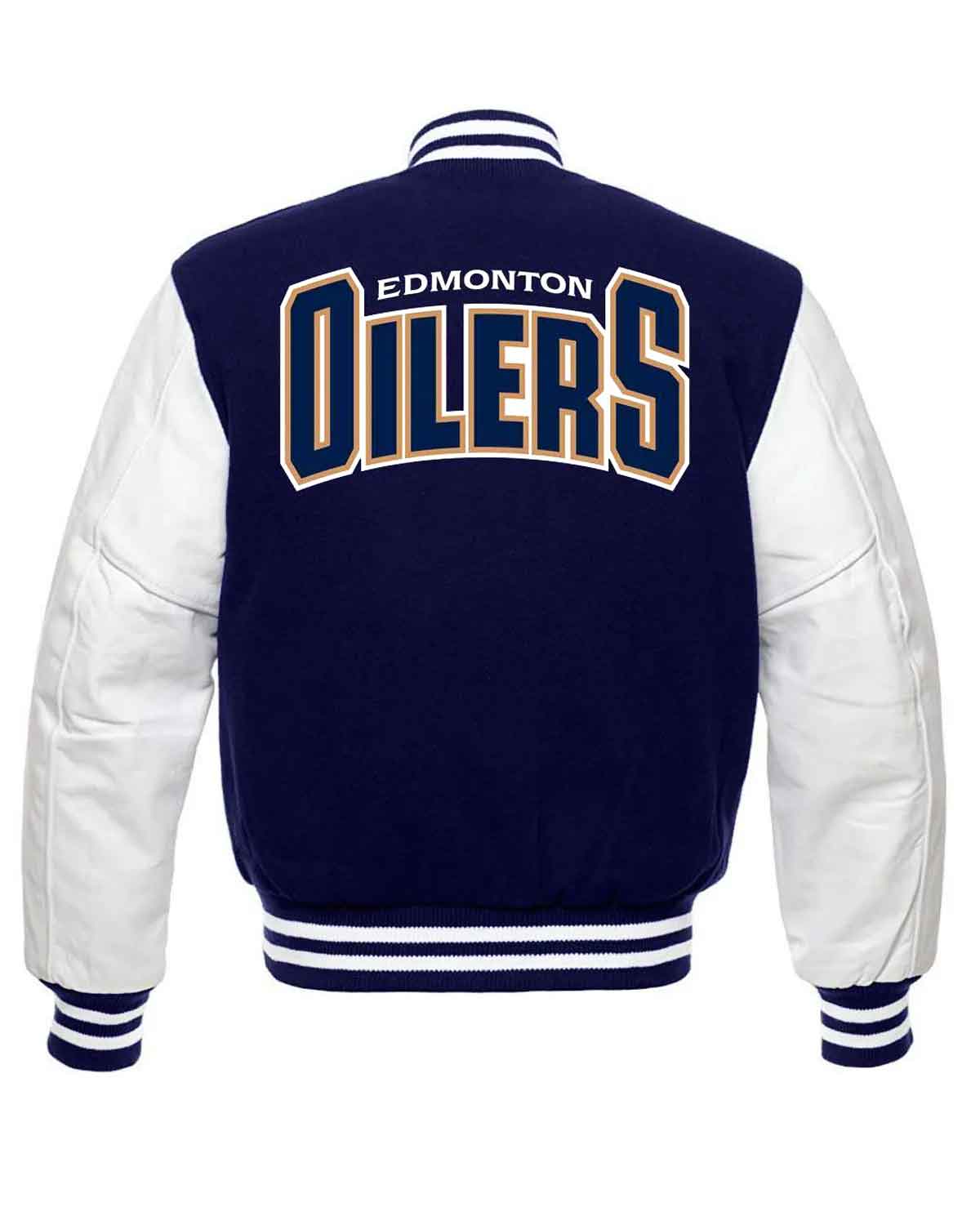 Edmonton Oilers Letterman Blue and White Jacket