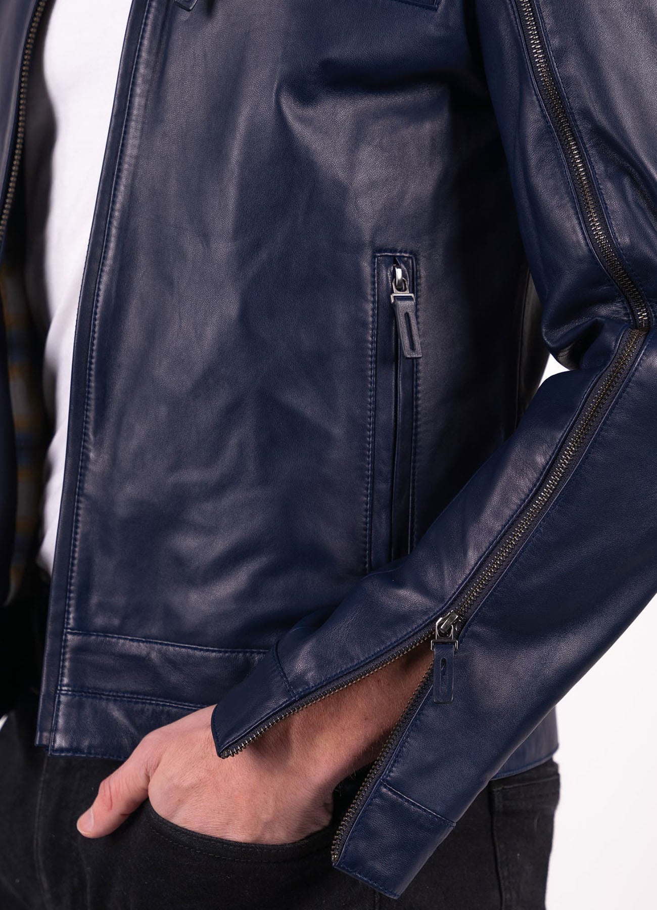 Men's Perfect Blue Lambskin Leather Jacket