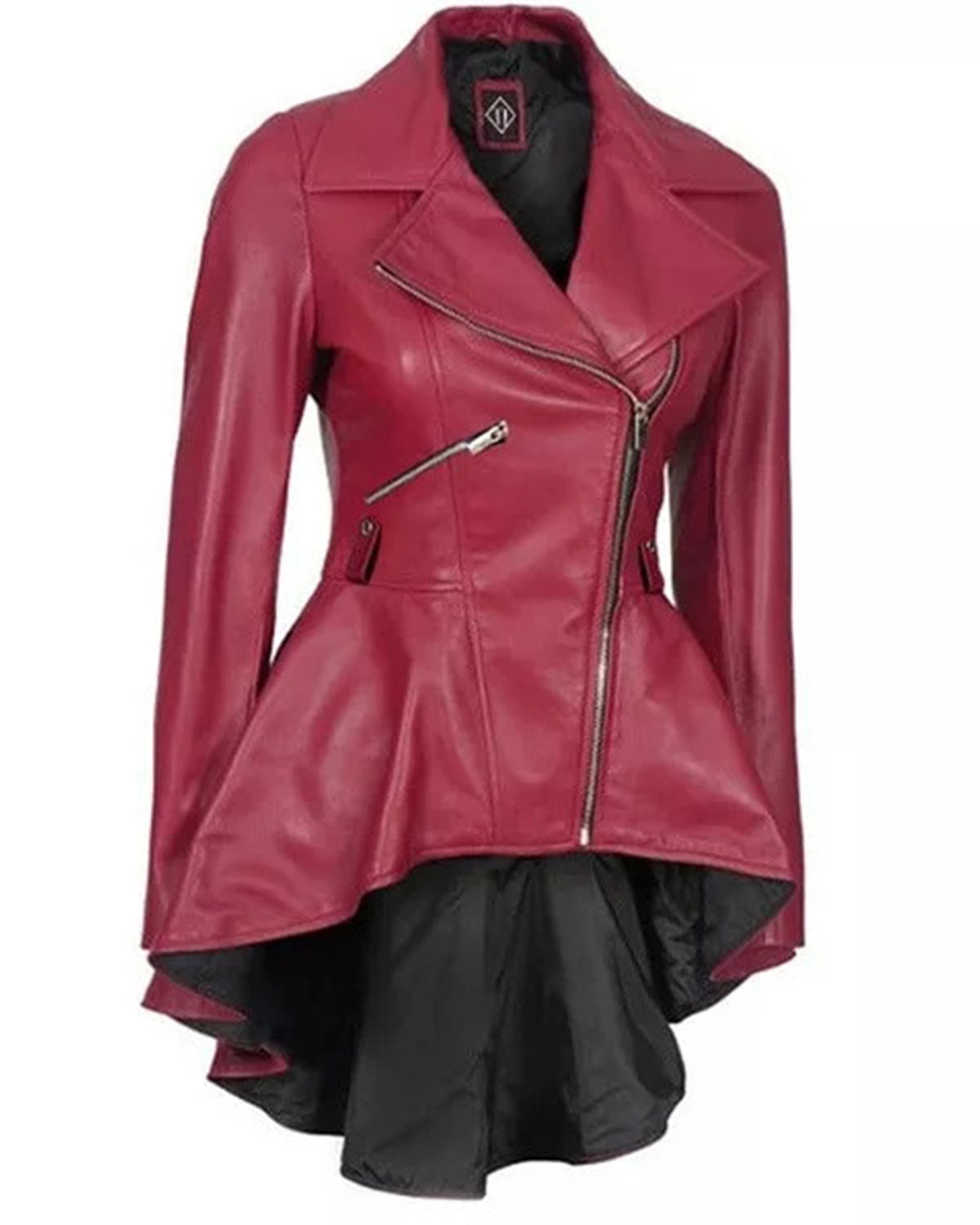 Women's Leather Pink Peplum Jacket