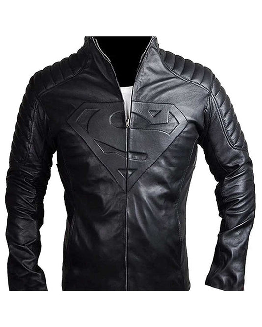 Superman Men's Genuine Black Leather Jacket