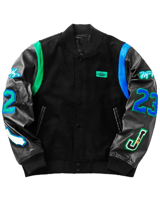 Aleali May Air Jordan Letterman Jacket