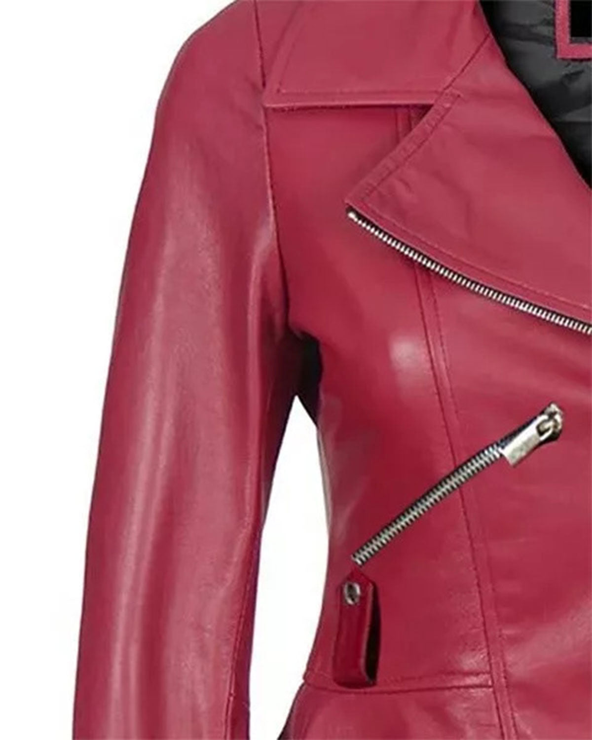 Women's Leather Pink Peplum Jacket