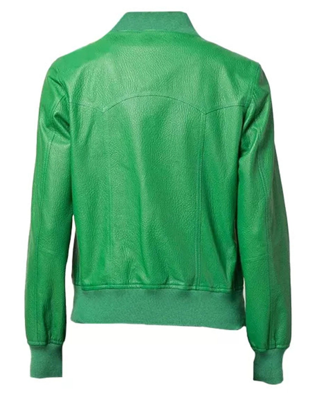Women's Buttoned Green Leather Jacket