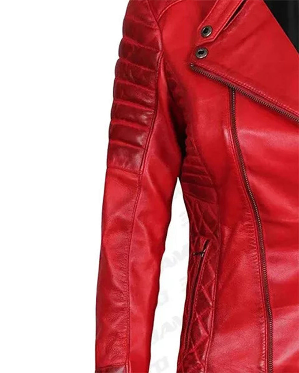 Women's Quilted Merlot Red Leather Biker Jacket