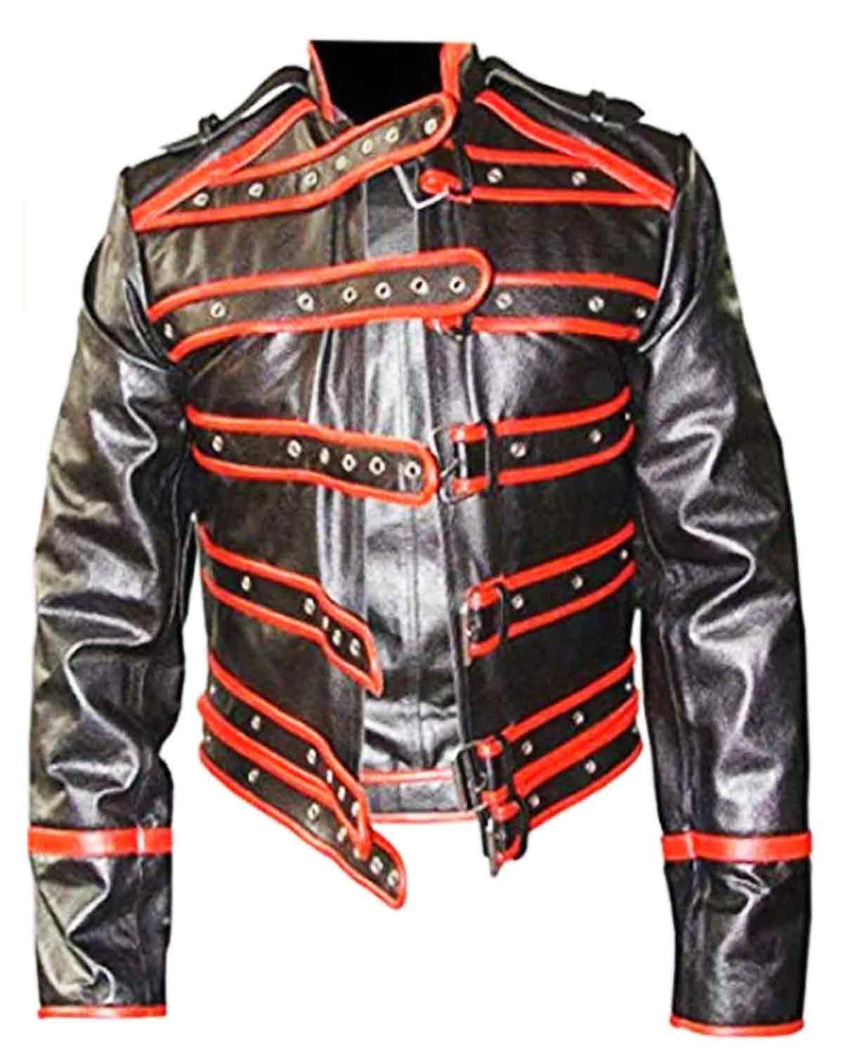 Freddie Mercury Military Concert Black & Red Leather Jacket