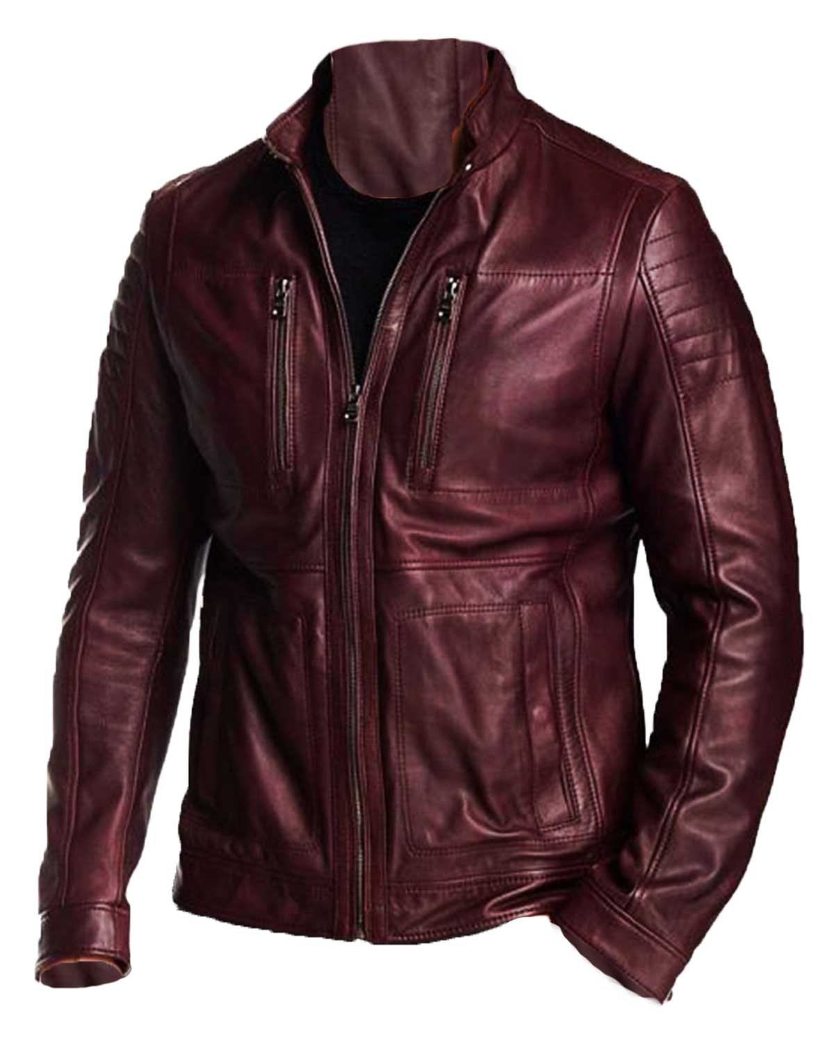 Oliver Arrow Maroon Leather Jacket