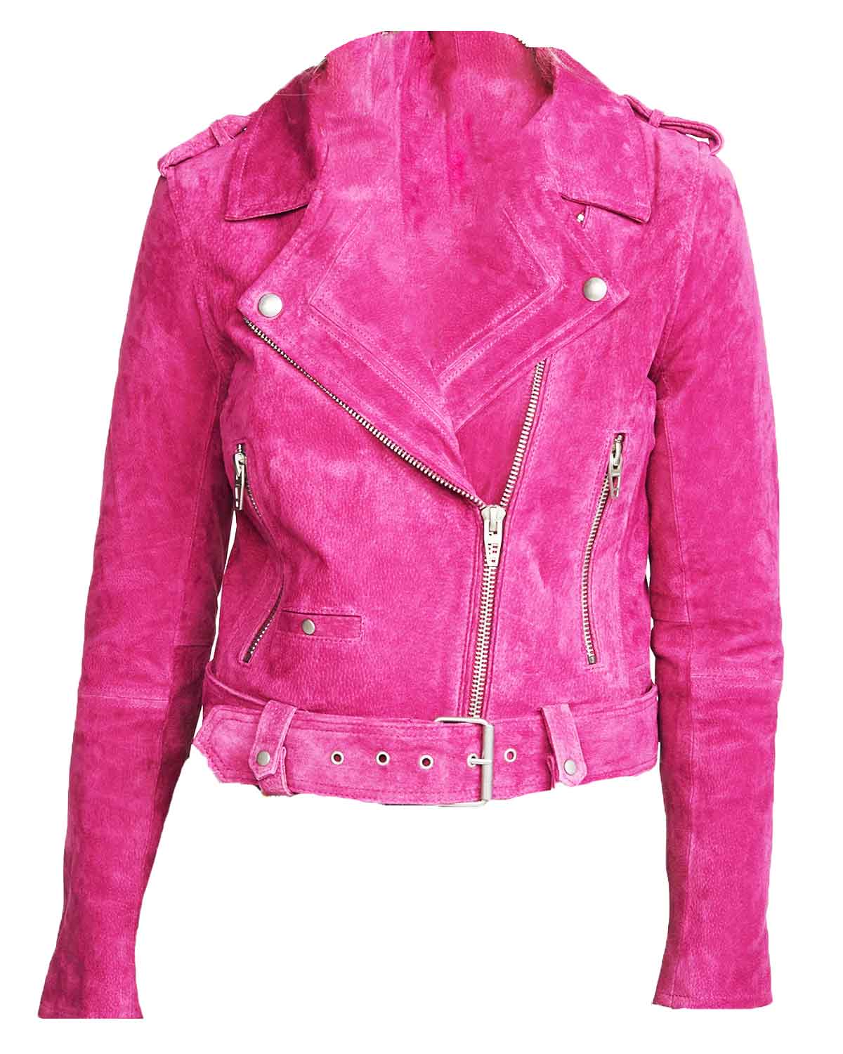 Chucky Alyvia Alyn Lind Pink Suede Moto Jacket