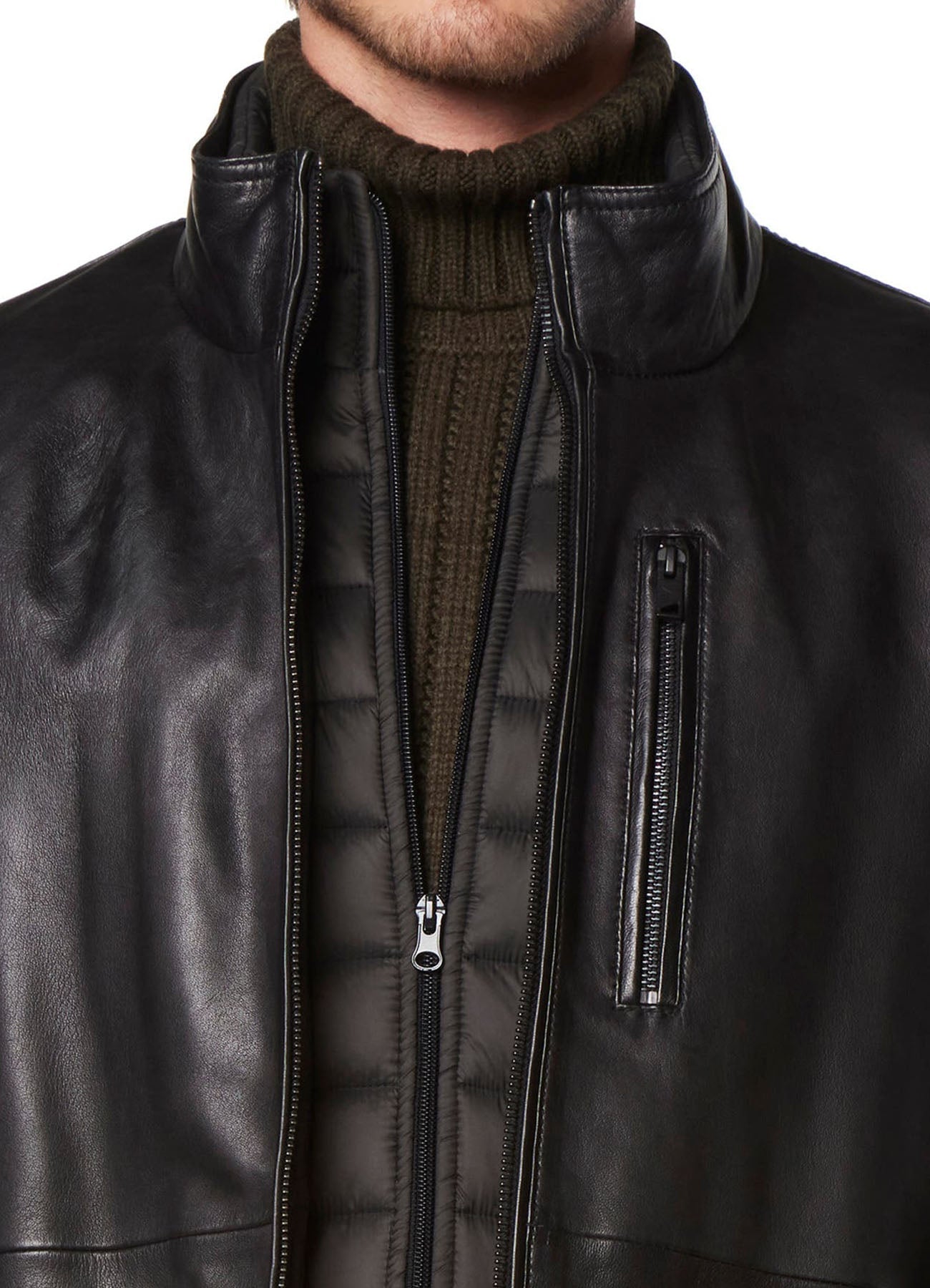 Men's Deep Black Leather Jacket