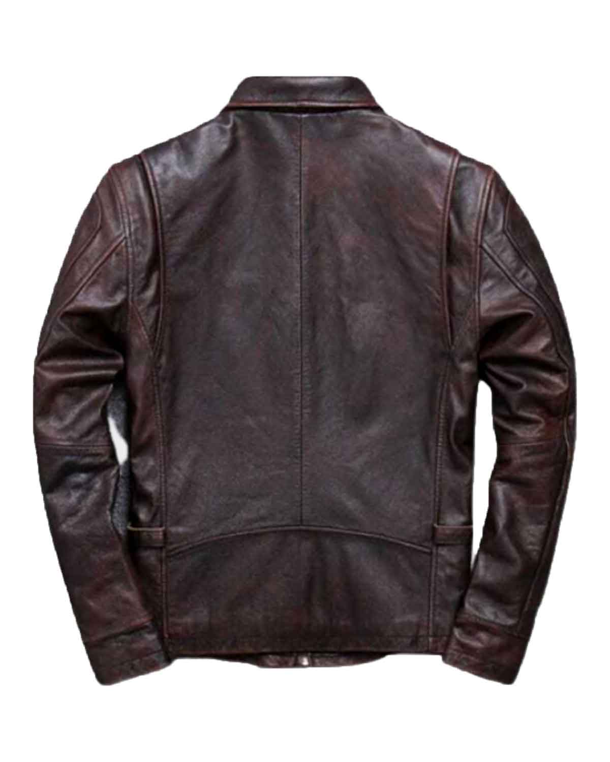 Men Biker Brown Vintage Jacket