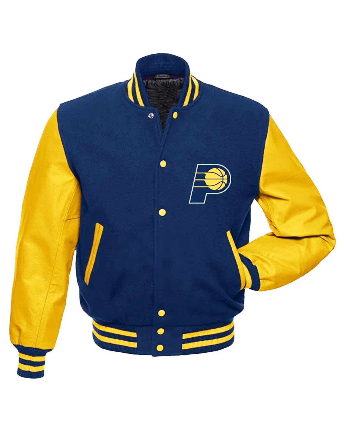 Blue and Yellow Indiana Pacers Letterman Jacket