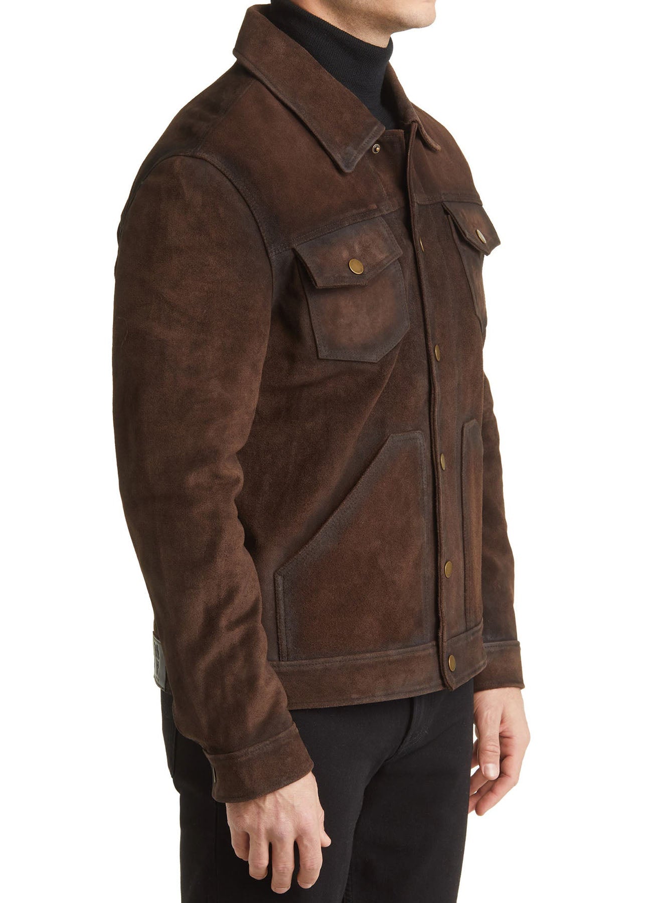 Men's Chocolate Brown Suede Leather Jacket