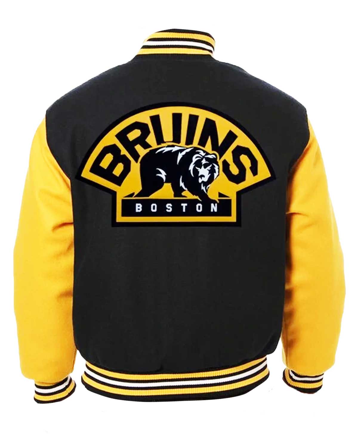 Boston Bruins Bomber Black and Yellow Wool Jacket