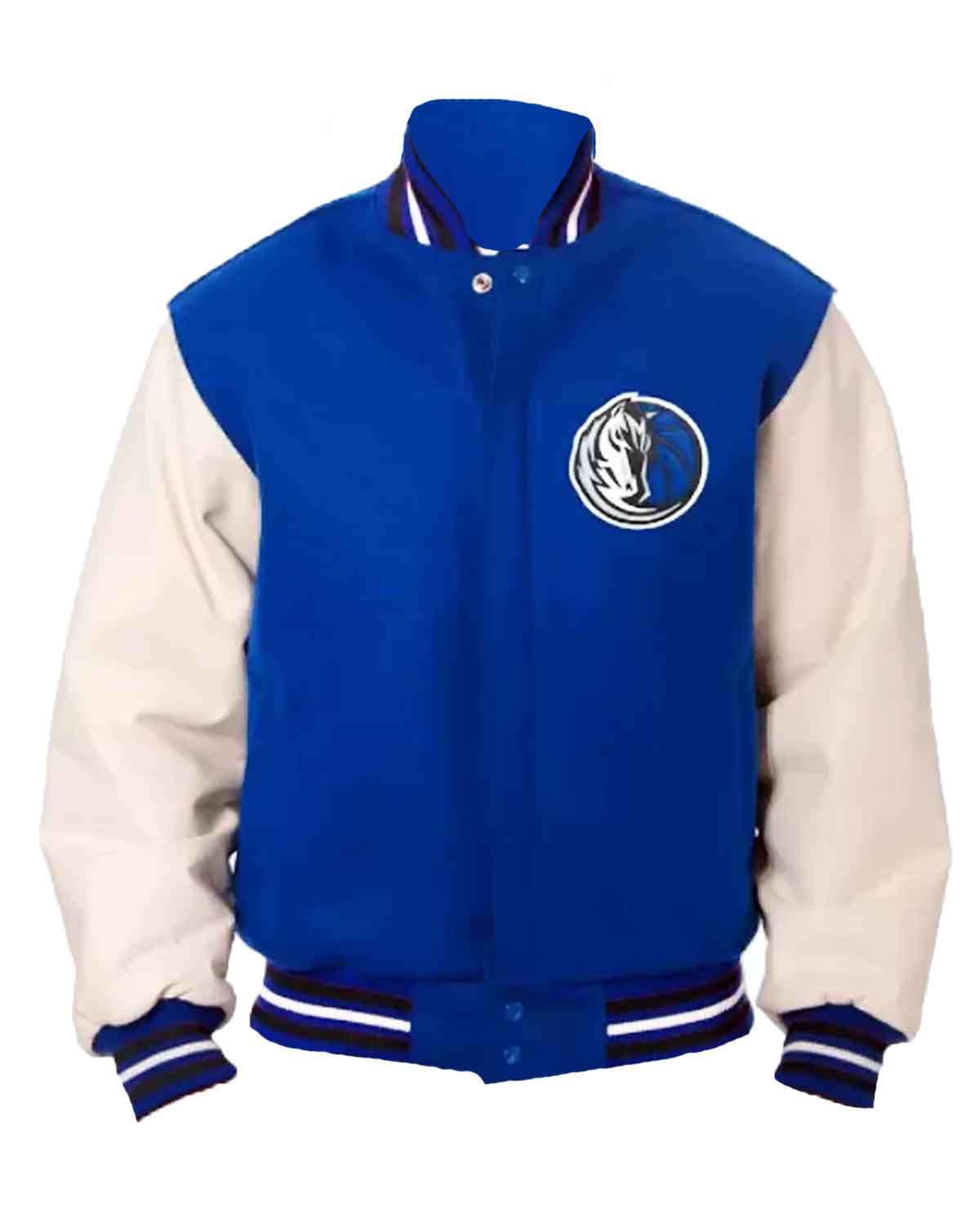 Dallas Mavericks NBA Letterman Blue and White Jacket