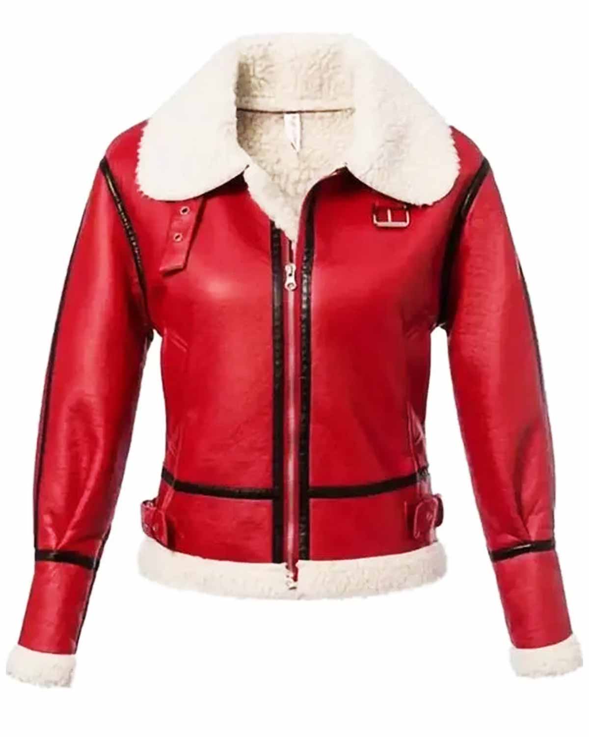 Christmas Women's Red Leather Jacket