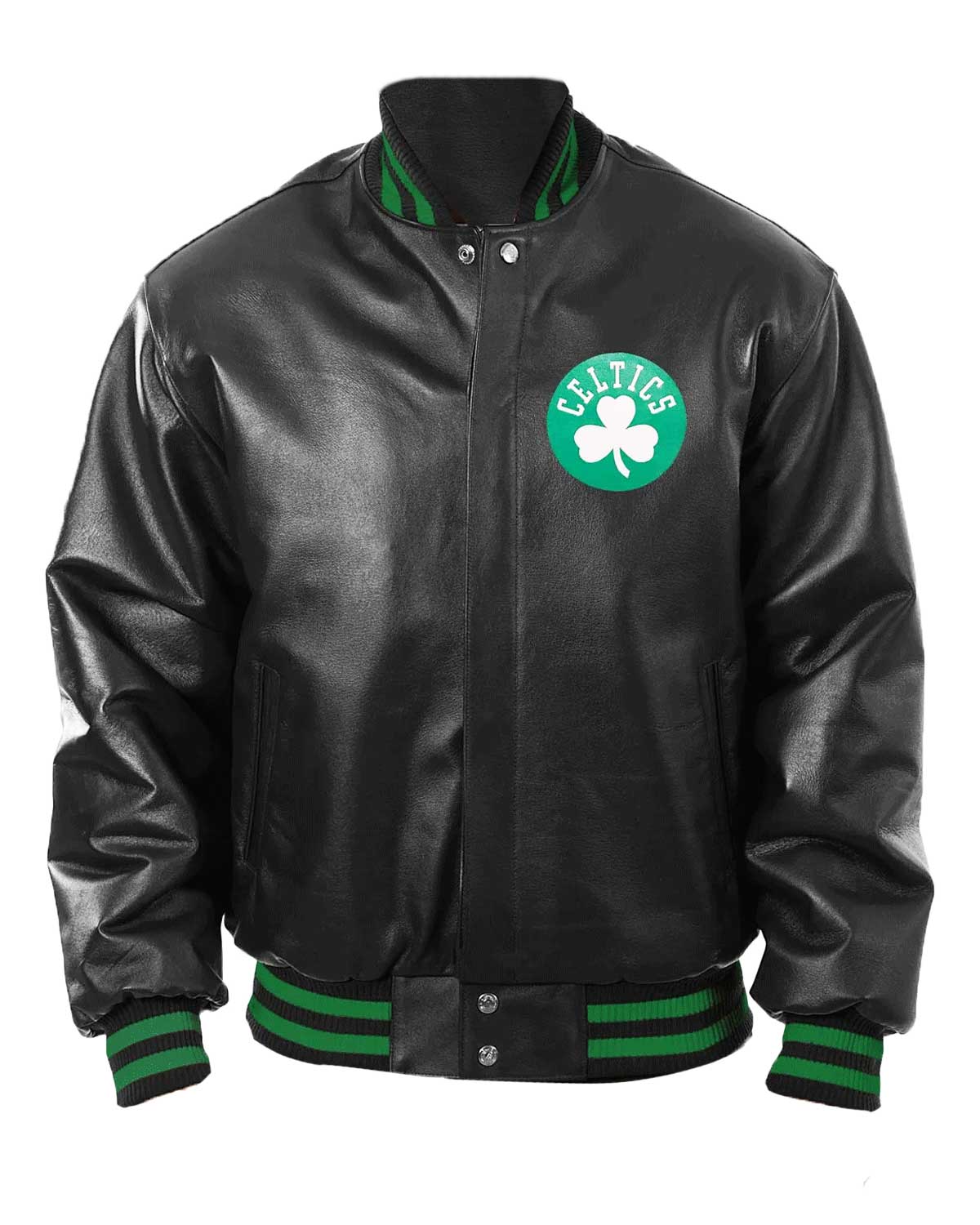 Boston Celtics Bomber Black Leather Jacket