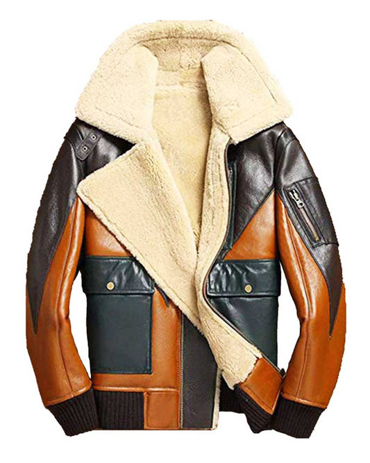 New Shearling Sheepskin Bomber Leather Jacket